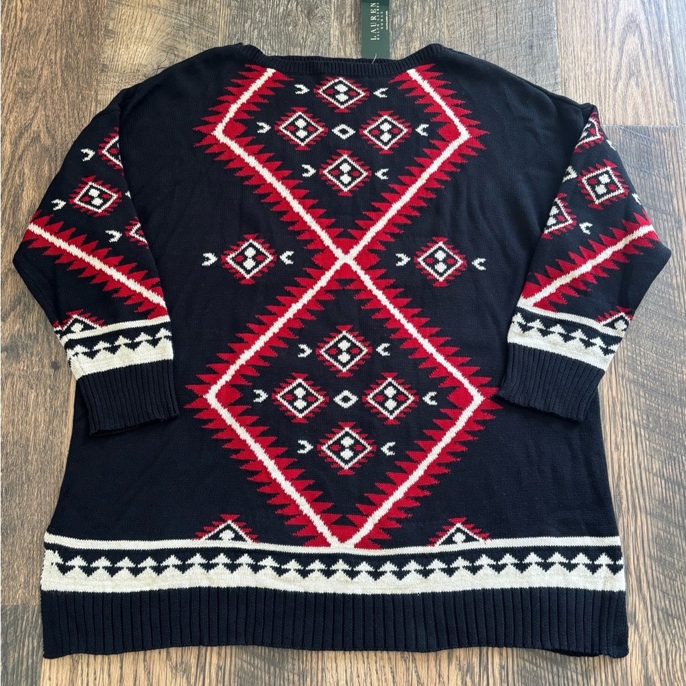 Lauren Ralph Lauren‎ Navajo Aztec Western Scoop Neck Sweater Tunic Womens 2X